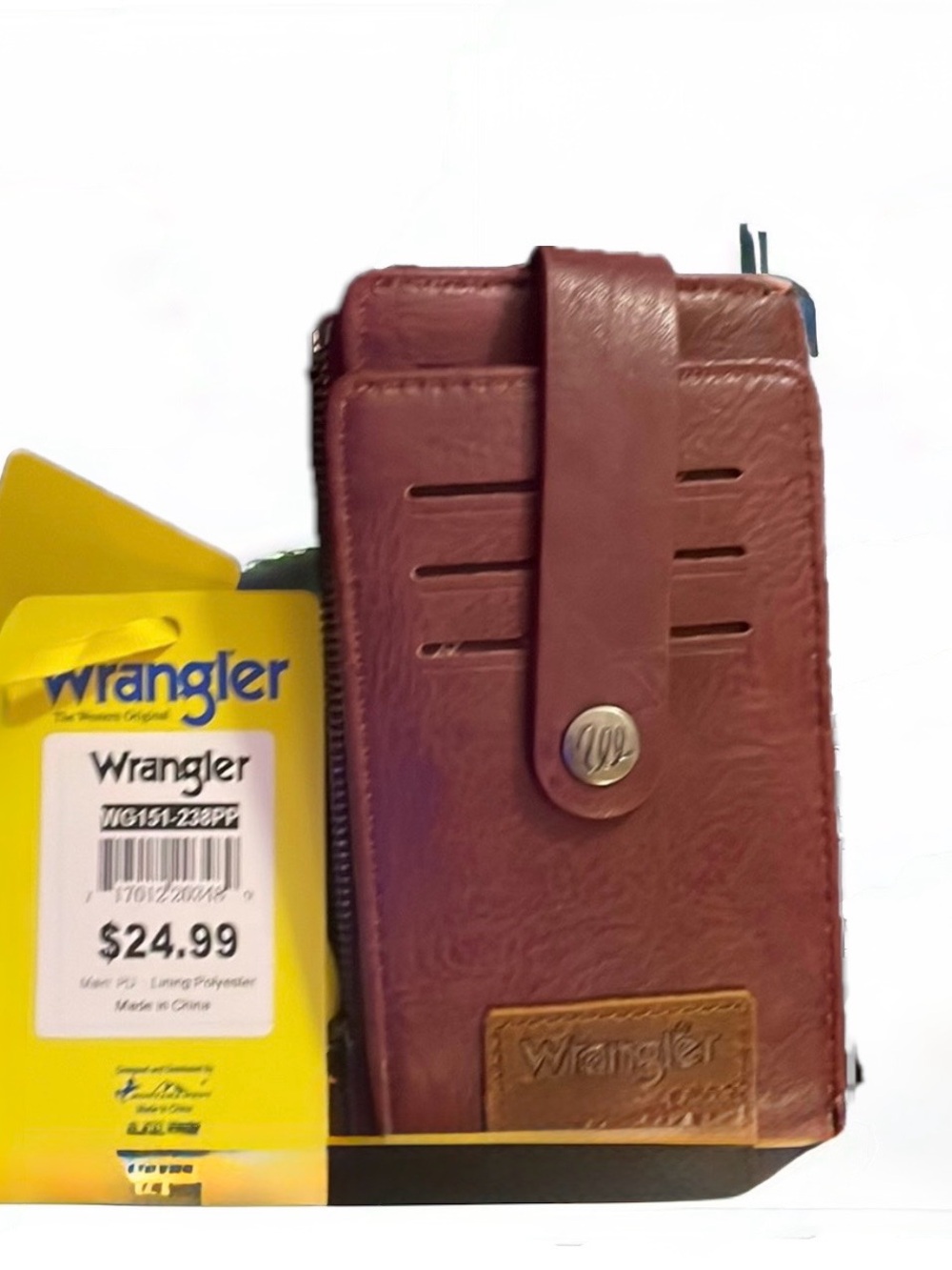 Wrangler Women’s Brown Zip Card Holder Wallet NWT Western